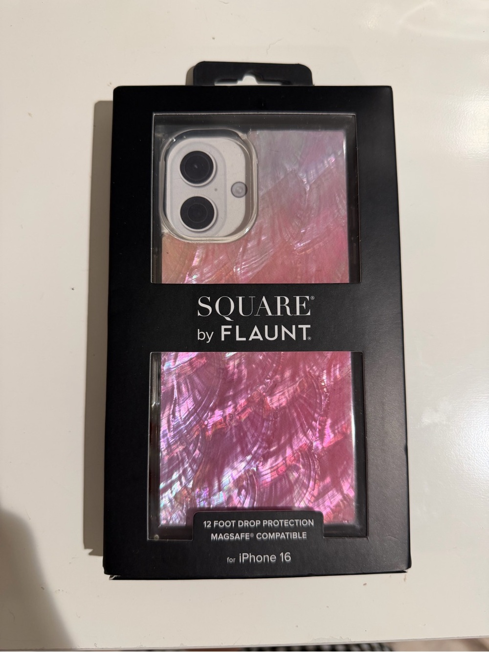SQUARE by FLAUNT Iridescent Pink Shell Case for iPhone 16